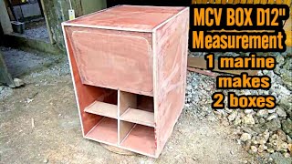 New MCV BOX 12 inches measurement  1 plywood makes 2 boxes  HARD BASS SUBWOOFER SPEAKER BOX DESIGN [upl. by Jorey955]