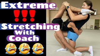 Extreme stretching in rhythmic gymnastics with coach Part 2 [upl. by Dorsy668]