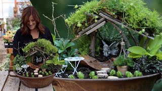 Shade Fairy Garden w DIY Living Moss Roof 🧚🌿💚  Garden Answer [upl. by Adlih]