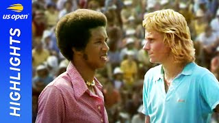 Bjorn Borg v Arthur Ashe in a breatkthrough match  US Open 1973 Round 3 [upl. by Ynohtnaluap]