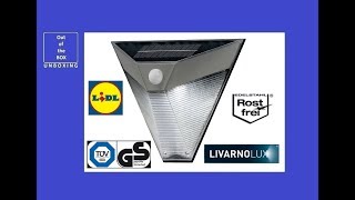 Livarno LUX LED Solar Wall Light UNBOXING Lidl 900 mAh NiMH 5400 K 100 ° 90 lm [upl. by Sharos]