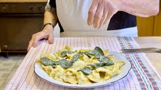 Pasta Grannies share Rinas recipe for orecchioni with butter amp sage [upl. by Lleoj]