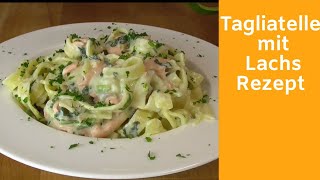 Tagliatelle mit Lachs und Spinat  Tagliatelle mit Lachs Rezept  Nudeln mit Lachs Sahnesoße [upl. by Nosiaj272]