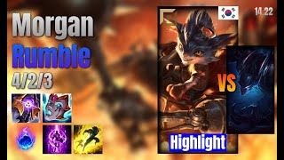 Morgan Top Rumble vs Nocturne lol KR solo rank Highlight 1422 [upl. by Ytinirt]