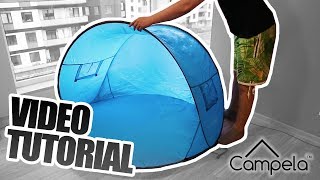 Video Tutorial Campela Beach Tent CA0081 Fold back and close the pop up tent [upl. by Eillor]