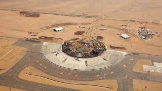 Drone video reveals construction progress on Saudi airport by Foster  Partners [upl. by Ahtibat80]