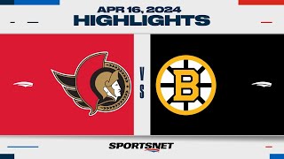 NHL Highlights  Senators vs Bruins  April 16 2024 [upl. by Casanova]