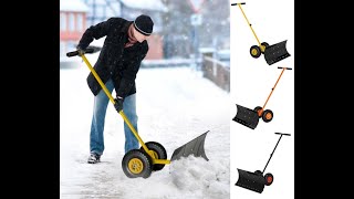 ❄️ Snow Shovel 5 level Adjustable Rolling Heavy Duty Steel Snow Pusher With 10 Inch Rubber Wheels [upl. by Ailsa325]