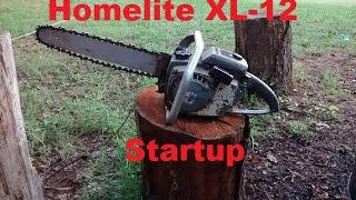 52yr Old Chainsaw Startup Homelite XL12 [upl. by Akenom]