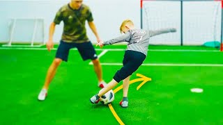 Tutorial for Kids how to do a difficult trick  Football Freestyle Panna [upl. by Nylac]