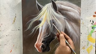 1 Realistic Horse painting Tutorial In Acrylics  Horse Painting Step by step  ARTOHOLIC [upl. by Lellih]