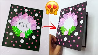 How to make handmade BEAUTIFUL BOOKLET for school projectstaple FREE BOOKLET With Design ideas [upl. by Marquita642]