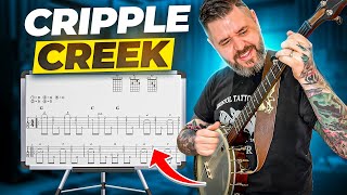 Beginner Clawhammer Banjo Lesson  Cripple Creek Tutorial with tab [upl. by Prasad]