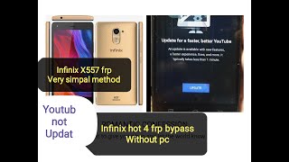 Infinix hot 4 frp bypass without pcinfinix X557 frp bypassHot 4 frp when youtube not updat hot [upl. by Betteann]