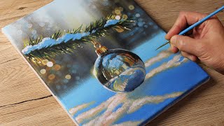 Christmas Painting  Acrylic  STEP by STEP [upl. by Ennaillek806]