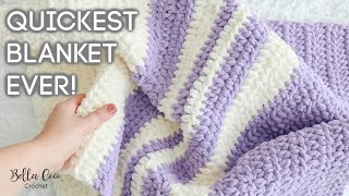 HOW TO CROCHET A FAST AND EASY BLANKET  BEGINNER FRIENDLY  MAKE IN 3 HOURS  Bella Coco Crochet [upl. by Iarised562]