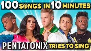 Pentatonix Tries To Sing 100 Pop Songs In 10 Minutes Challenge [upl. by Aisnetroh388]