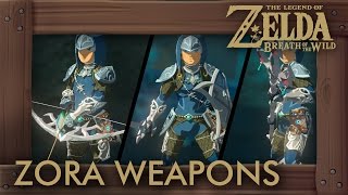 Zelda Breath of the Wild  All Zora Weapons Complete Set Location [upl. by Ellmyer218]