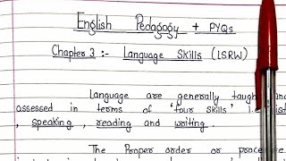 Language Skills LSRW  Lecture 3  English Pedagogy Including Previous year [upl. by Helali]