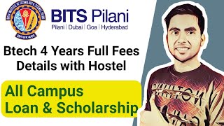 BITS Pilani  Fees for 4 Years BTech 2022 with Hostel Details  BITSAT 2022  Admission Procedure [upl. by Arotahs]