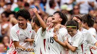 Japans Aoba Fujino scores with curling shot from free kick vs Spain  Paris Olympics  NBC Sports [upl. by Yrrok720]