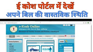 Bill Status On ekosh Online Portal Chhattisgarh [upl. by Aliuqa]