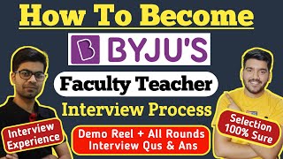 How To Become Teacher In BYJUS  BYJUS Faculty Interview  BYJUS Teacher Interview  BYJUS jobs [upl. by Lyrej]