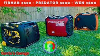 Firman 3650w VS Predator 3500w VS Wen 3800w Load Tested to their Maximum Output Generator Review [upl. by Arbrab]