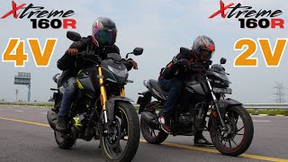 Hero Xtreme 160r 4V vs Xtreme 160r 2V Drag Race [upl. by Haliak]