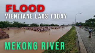 Flood at Mekong RiverSide  Vientiane Laos Today 14 Sept 2024  Annasor Travels [upl. by Ahsieni]