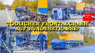 MASSIVE ZERSTÖRUNG AUF BUNDESSTRASSE  TÖDLICHER FRONTALCRASH  FAHRERHAUS VON LKW ABGERISSEN [upl. by Sublett]