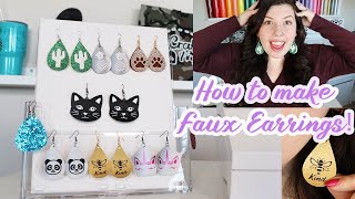 How to make Faux Leather Earrings By Hand Step by stepHow to tutorialFor beginners [upl. by Enaid]