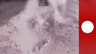 Inside a volcanic crater Smoke billows from walls of Turrialba volcano Costa Rica [upl. by Anav]