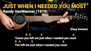 Just When I Needed You Most by Randy Vanwarmer play along with scrolling guitar chords and lyrics [upl. by Adnuhsar]