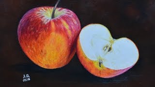 Arbeitsschritte Apfel zeichnen mit Buntstiften workflow drawing an apple with colored pencils [upl. by Serene729]