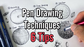 【初心者向け】絵が上手くなる基本のミリペン（ペン画）の描き方6選をご紹介🌻【Pen Drawing Techniquesお絵描き講座】 [upl. by Behl]