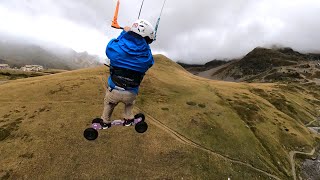 Extreme Kite LandBoarding flights in the Alps [upl. by Quartis435]