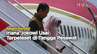 Detikdetik Iriana Jokowi Terpeleset dari Tangga Pesawat [upl. by Power780]