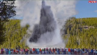 Horrible today Live Footage of Yellowstone Geyser Erupting Tourists Running [upl. by Maxi]