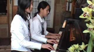 Anitras Dance by Grieg for piano duet [upl. by Yllus]