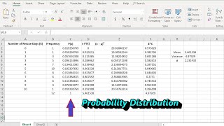 Example of a Probability Distribution Mean Variance and Standard Deviation with Excel [upl. by Roach]