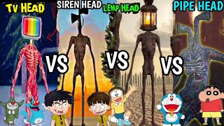 📢 Siren Head vs Pipe Head vs Tv Head vs Lamp Head Gameplay With Oggy amp Jack Shinchan doremon Voice [upl. by Asial]