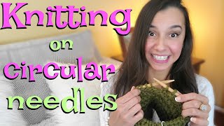 How to knit on circular knitting needles [upl. by Assinna]