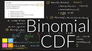 Binomial Distribution  Binomial CDF Cumulative Distribution Function Full Lesson with Examples [upl. by Notfa]