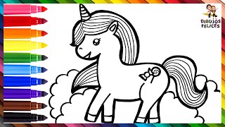 Dibuja y Colorea Un Lindo Unicornio Arcoiris ☁️🦄☁️🌈 Dibujos Para Niños [upl. by Ruiz]