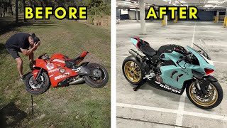 FULL BUILD  REBUILDING A WRECKED DUCATI V4 PANIGALE [upl. by Poree677]