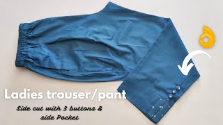 Easy Steps of Pocket Pant Cutting and StitchingTrouser Ladies Pant Designsewing tutorial [upl. by Athelstan]