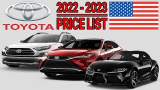 TOYOTA CAR PRICE LIST USA 2022 to 2023 [upl. by Ainessey]