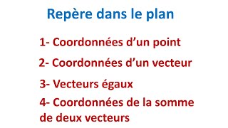 COURS  Exercices  Repère dans le plan  PARTIE 1  3eme année du Collège [upl. by Iohk731]