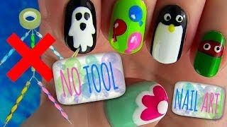 No Tool Nails Tutorial 5 Nail Art Designs [upl. by Ennaeirrac818]